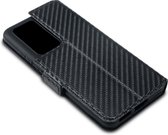 Huawei P40 Pro hoesje - MobyDefend slim-fit carbonlook bookcase - Zwart - GSM Hoesje - Telefoonhoesje Geschikt Voor: Huawei P40 Pro