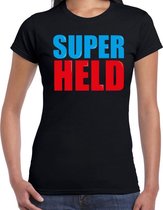 Super held fun tekst t-shirt zwart dames XS