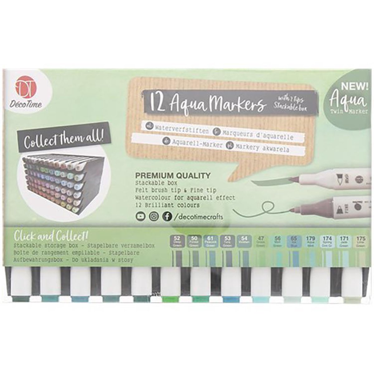 Decotime aqua twinmarkers in tray aanbieding bij Action