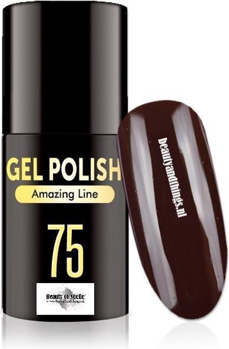 Beauty of Noelle© Top-Line Gellak 75 dark chocolate 5ml - gel nagels - acrylnagels - nep nagels - manicure