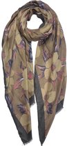 Melady Sjaal Dames Print 90*180 cm Grijs Synthetisch Bloemen Shawl Dames Sjaal