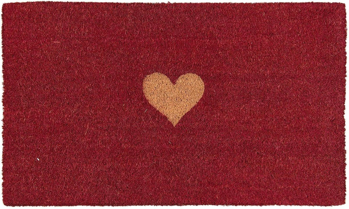 Clayre & Eef Deurmat 75x45 cm Rood Kokos Hart