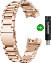 Fitbit charge 3 - Fitbit Charge 4 bandjes Universeel - RVS - Schakelband - Rose Goud