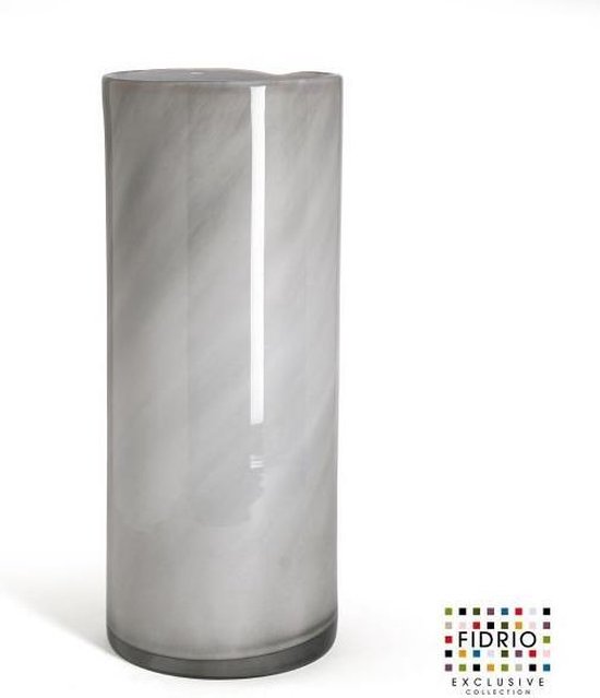 Design vaas Cilinder - Fidrio GREY/OPAL - glas, mondgeblazen - diameter 20 cm hoogte 40 cm