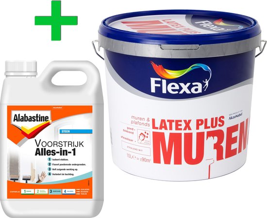 Het begin Plak opnieuw onduidelijk Flexa Latex Plus Witte Muurverf - Muren & Plafonds - Wit - 10 liter +  Alabastine... | bol.com
