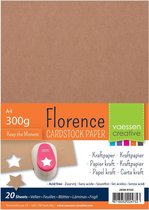 Vaessen Creative Florence papier cartonné marron, papier Kraft 300g A4, 20 feuilles pour faire des passe- Hobby, cartes d'anniversaire, cartes de mariage, Invitations et scrapbooking