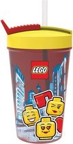 Set van 2 - Drinkfles Iconic Girl met rietje 0.5 L, Rood - LEGO