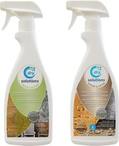 Dry Solutions Voordeelpakket nano coating  500ml Hout en Steen impregnatie en 500ml Green Cleaner algenverwijderaar groenaanslag verwijderen meubelonderhoud tuinonderhoud muur impr