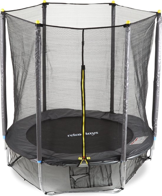 Relaxdays 3-delige trampoline set buiten - tuintrampoline - vangnet -  framenet - 183 cm | bol.com