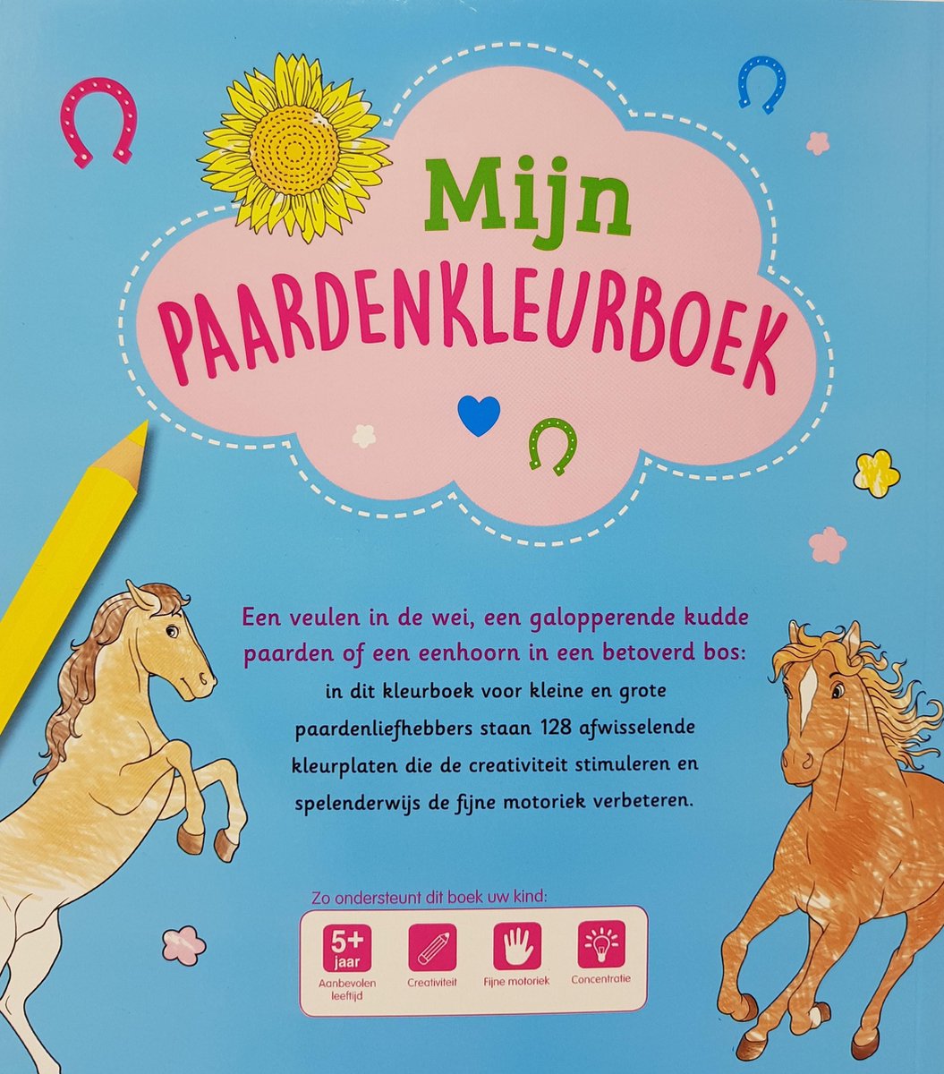 MIJN PAARDENKLEURBOEK - kleurboek - kinder kleurboek - paarden - 128  kleurplaten | bol.com