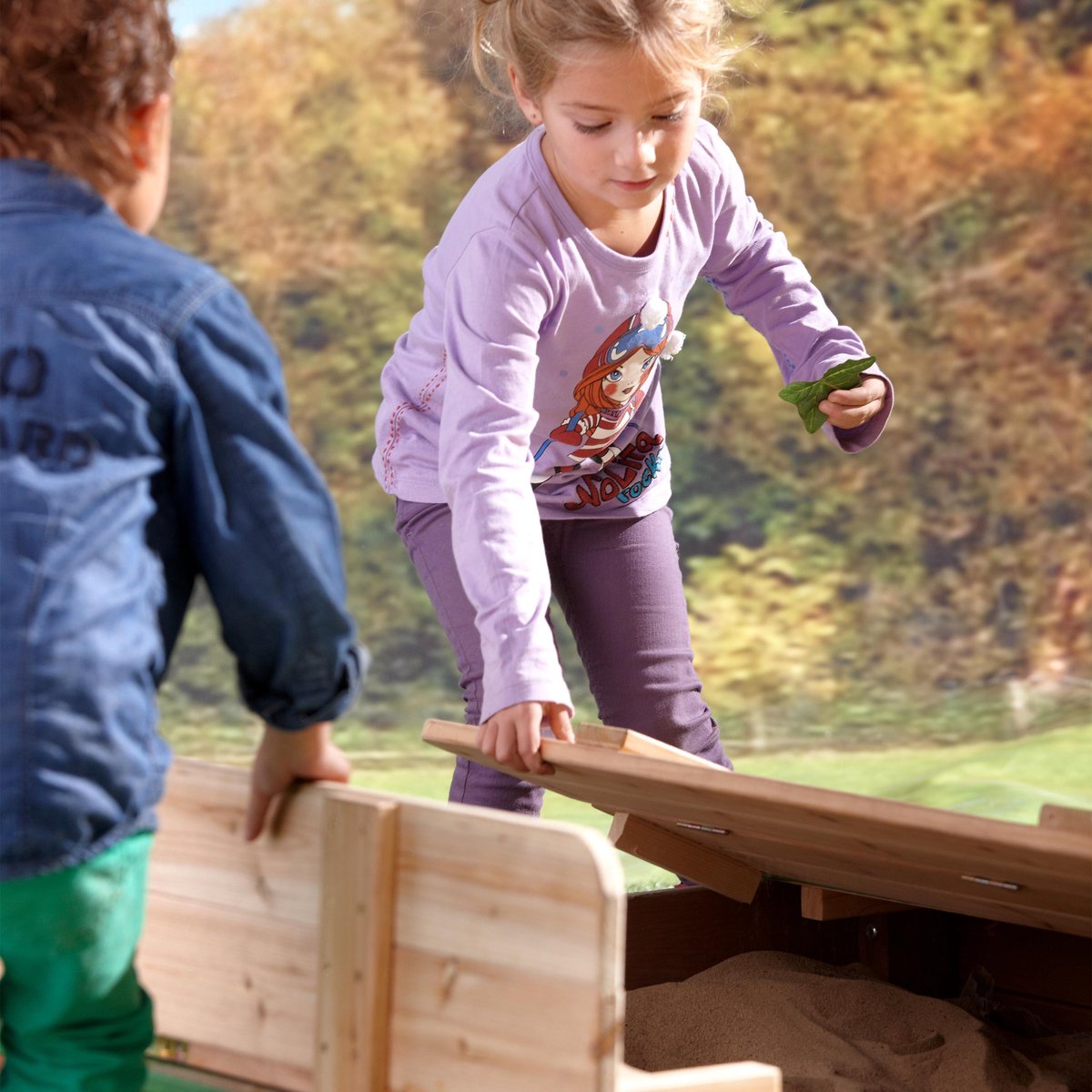 AXI Ella Houten Zandbak in Bruin/Groen - Met Zitbankjes en Deksel - FSC hout - 100x95x20cm - Zandbak voor kinderen — afbeelding 18