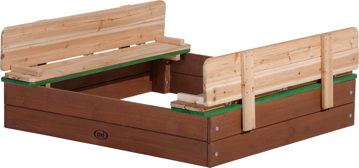 AXI Ella Houten Zandbak in Bruin/Groen - Met Zitbankjes en Deksel - FSC hout - 100x95x20cm - Zandbak voor kinderen — afbeelding 2