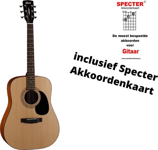 Onhandig Kampioenschap discretie Cort Akoestische gitaar met handige akkoordenkaart Naturel | bol.com