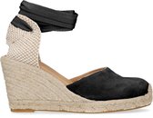 Manfield - Dames - Suède zwarte sleehakken - Maat 37