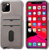 geschikt voor Apple iPhone 11 vintage case met pashouder - grijs + glazen screen protector