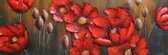 Metaal Schilderij Rode Bloemen 50x150cm | Schilderijen  | 3d Schilderijen Metaal  | 3d Schilderijen Metaal Maat 50x150cm | 1 Jaar Garantie