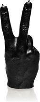 Hoogglans zwart gelakte Candellana figuurkaars, design: Hand Peace Hoogte 21 cm (30 uur)