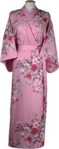 ORIGINELE JAPANSE KIMONO MET BLOEM DESSIN (ROZE) (KATOEN) (MAAT ZIE PRODUCTBESCHRIJVING !)