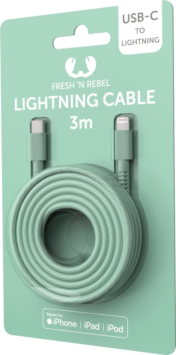 Fresh 'n Rebel USBC naar lightning kabel 3M Groen