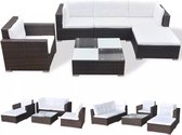 Tuin Loungeset Bruin (Incl LW Fleece deken) - Lounge bank tuin - Tuinbank - Loungebank - Tuinset - Tafelset tuin - Bistroset