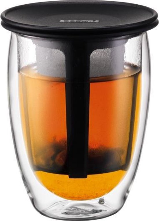 TEA FOR ONE Theeglas, dubbelwandig, 0.35 l, met kunststof filter | bol.com