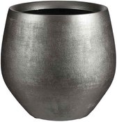 Bloempot donker zilver keramiek voor kamerplant H23 x D26 cm - Mica Decorations plantenpotten