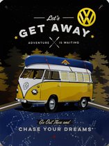 VW Bulli Let's Get Away Night - Metalen Wandplaat