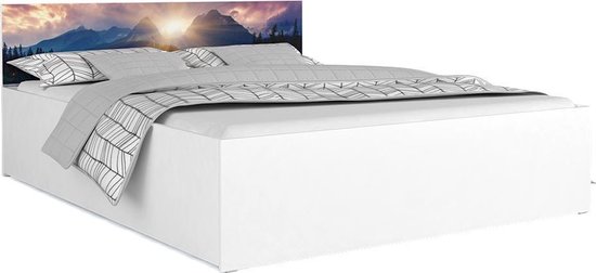 landelijk melk wit Vergadering 2 persoons bed 160x200 cm - wit /bergen - zonder matras - opklapbare bodem  | bol.com