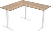Zit-sta hoek bureau elektrisch Elmo 180 x 80|NPR|Midden eiken |Wit frame