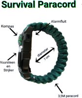 Paracord Survival Armband Kompas ZeeGroen