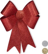 relaxdays XL bow - grand - décoration - noeud à paillettes - noeud de voiture - noeud cadeau rouge