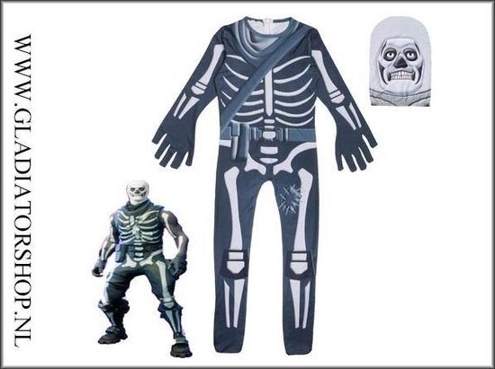Waarschuwing Rood Definitief Fortnite Skull Trooper skin halloween kostuum kinderen, maat 140 | bol.com