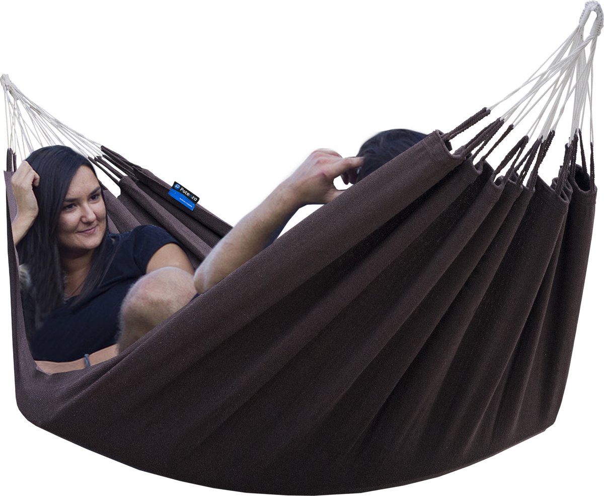 LUXE Colombiaanse Hangmat - 2 persoons -140x320cm- extra stevig- 100% BIOLOGISCHE KATOEN - Bruin - Medelin