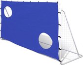 Voetbaldoel met richtmuur - RVS en polyester - Wit - 240 x 92 x 150 cm