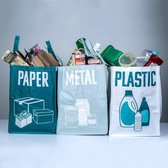 Relaxwonen - Recyclable Sorting - Recycle Tassen - Afval scheider - Afval sorteren - Afval sorteer tassen - Papier - Metaal - Plastic - Prullenbak - 3 Stuks
