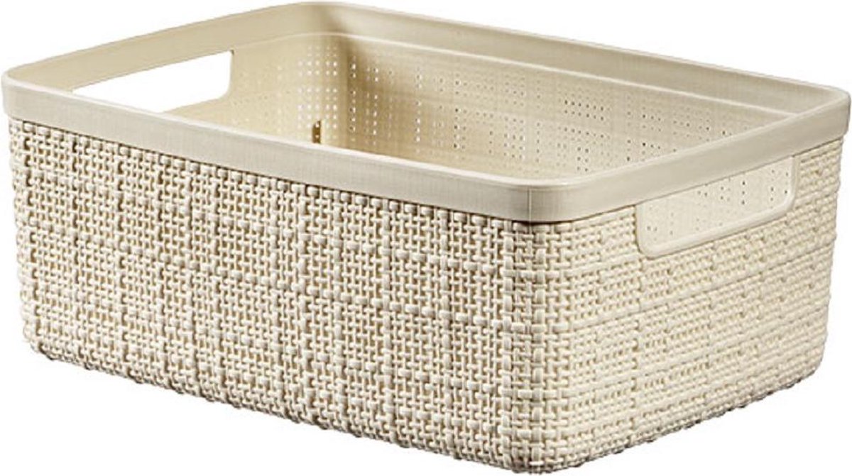 Jute Opbergbox Wit Large 20l 36,2x28.2h23cm - Kunststof (set van 3)