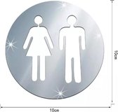 Toilet Sticker Set -  Heren en Dames - Wc bordje - Deur - Man Vrouw - sticker - Zilver