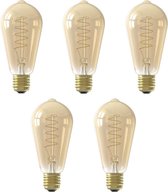 5 stuks Calex LED Rustieklamp ST64 E27 4W 2100K Goud Dimbaar