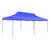 Partytent - Gepoedercoat staal en polyester met PVC coating - Blauw -  6 x 3 x 3,15 m