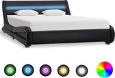 Bedframe met LED kunstleer zwart 140x200 cm