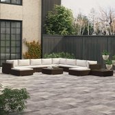 12-delige Loungeset met kussens poly rattan bruin (incl. Fleecedeken)