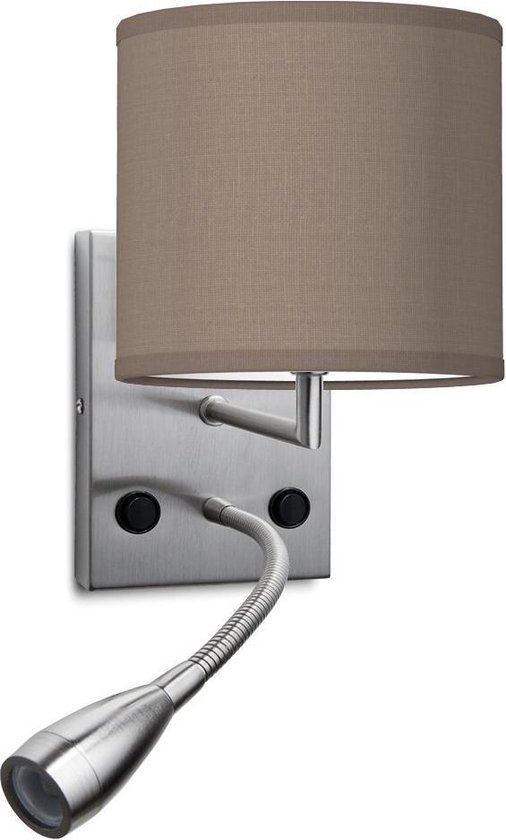Home Sweet Home wandlamp Bling - wandlamp Read inclusief lampenkap en LED Leeslamp - lampenkap 16/16/15cm - geschikt voor E27 LED lamp - taupe