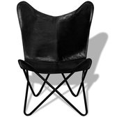 Vlinderstoel - Leer 100% - Zwart - 74x66x90 cm