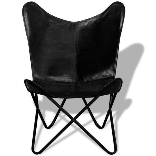 Erge, ernstige spanning Negende Vlinderstoel - Leer 100% - Zwart - 74x66x90 cm | bol.com