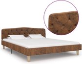 Bedframe kunstsuéde bruin 140x200 cm