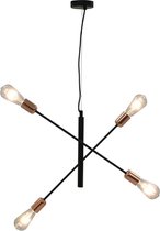 Plafondlamp met filament peren 2 W E27 zwart en koper
