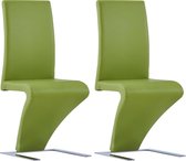 Eetkamerstoelen met zigzag-vorm 2 st kunstleer groen