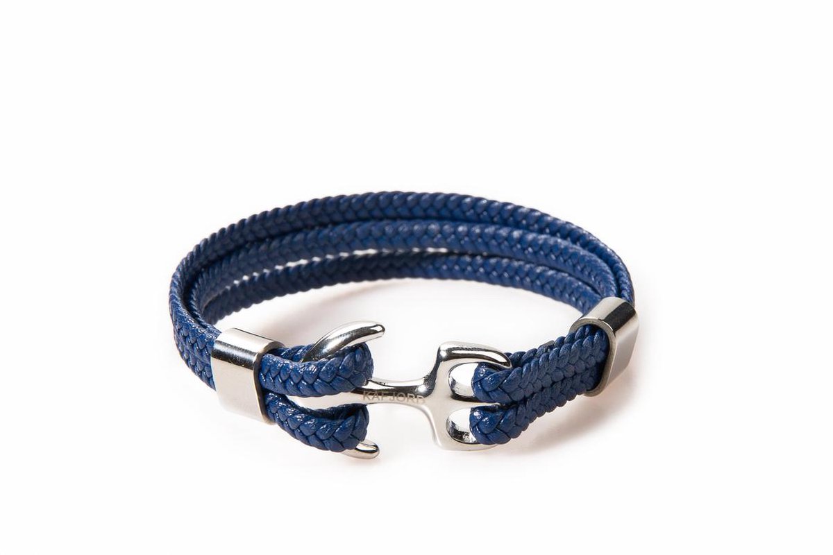Anker Armband voor Heren en Dames - Blauw Lederen Armband - Verstelbare Mannen en Vrouwen Armband - Gratis Luxe Cadeauverpakking - Unisex Armband