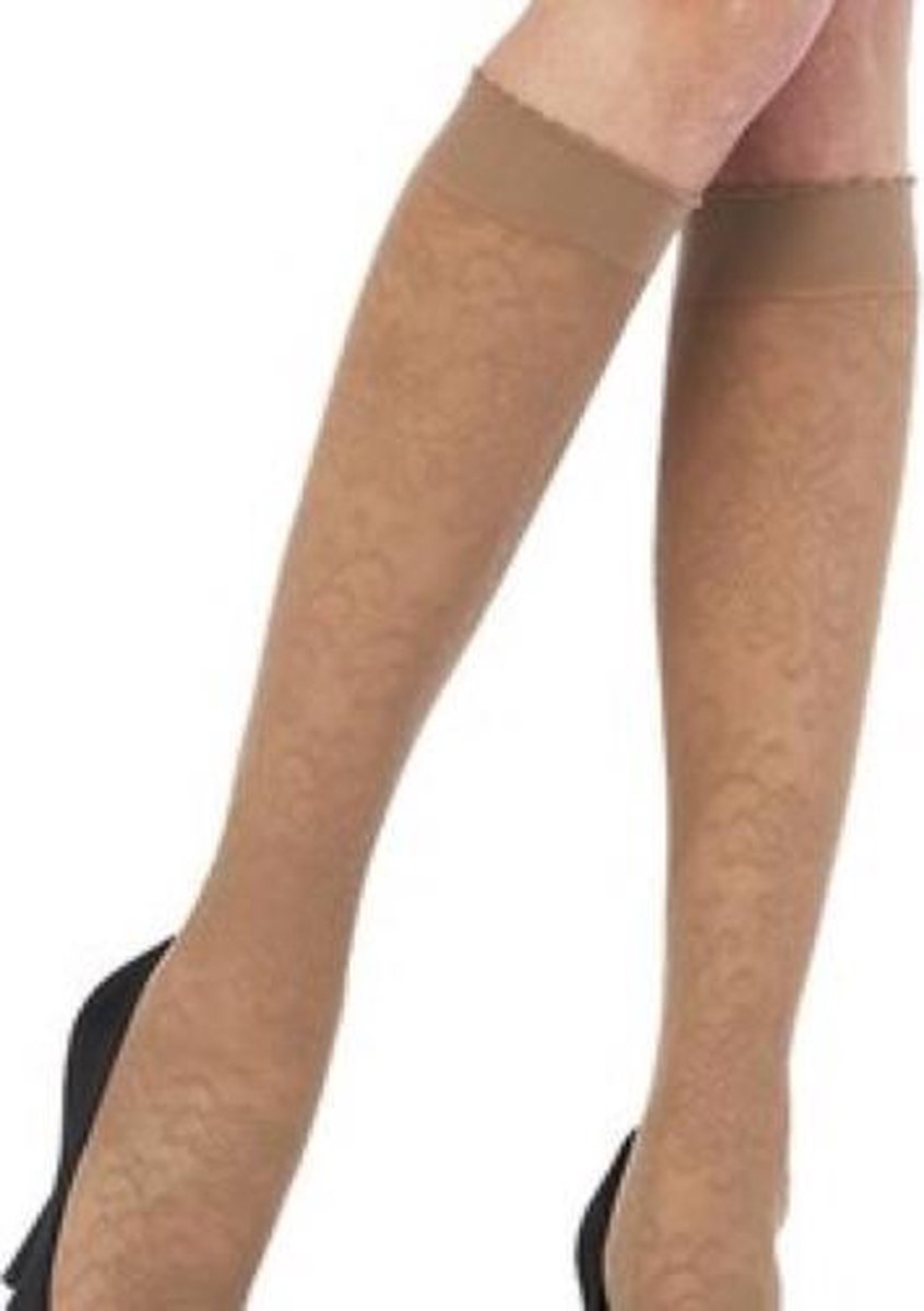 Pretty Polly Kniekousjes - Fashion - Pantykousjes - Floral Spots - One Size - Nude - (Beige) - 2 Paar Voordeelverpakking