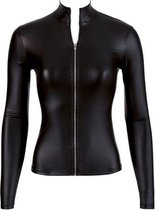 Cottelli Collection - Wetlook Shirt Met Lange Mouwen En Rits Small Large|Medium|XL